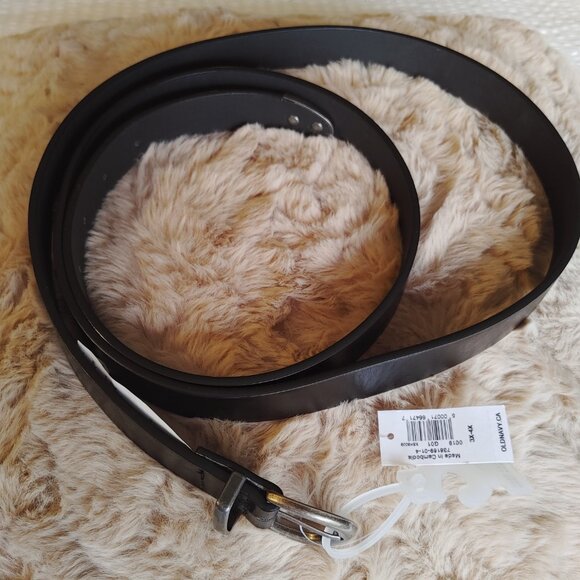 NWT PLUS SIZE BLACK BELT WITH GUNMETAL BUCKLE & TIP - Picture 1 of 10